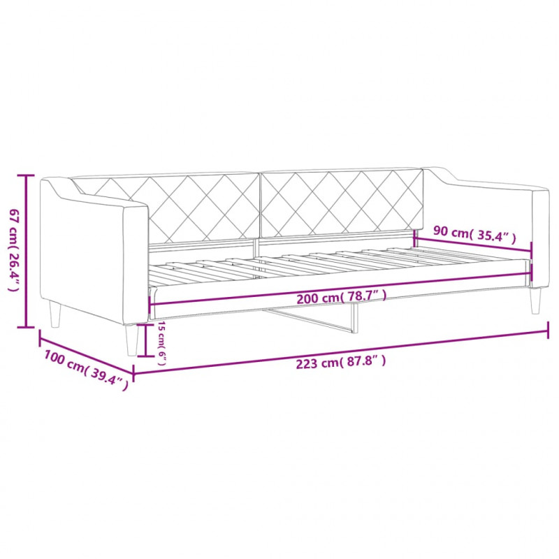 Sofa z funkcją spania, czarna, 90x200 cm, obita tkaniną
