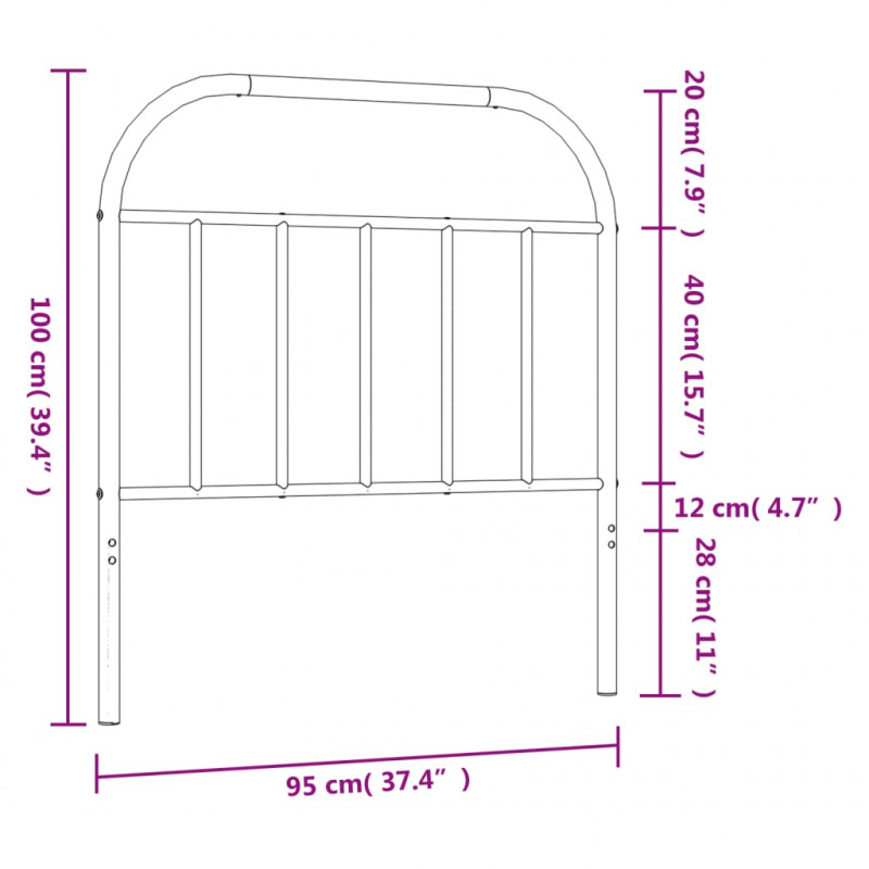 Metalowe wezgłowie, czarne, 90 cm