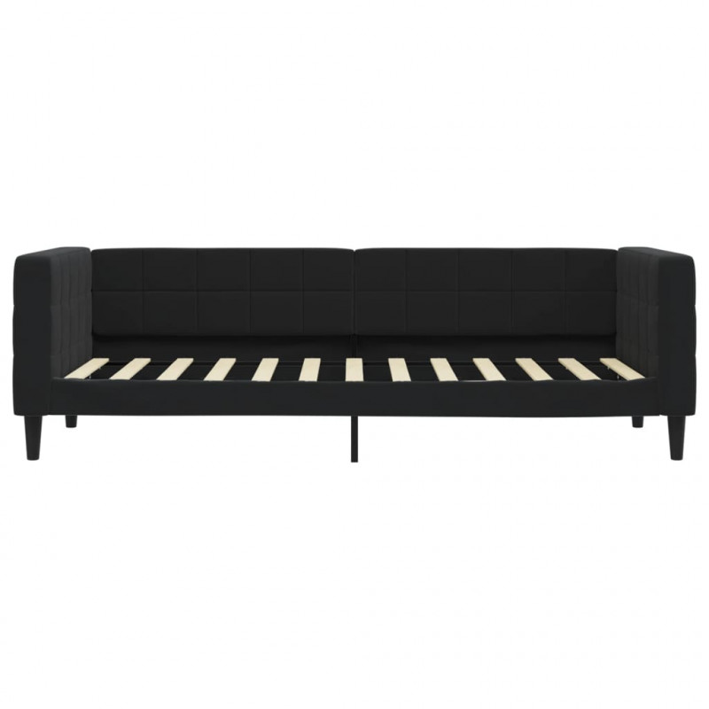 Sofa z funkcją spania, czarna, 80x200 cm, obita aksamitem