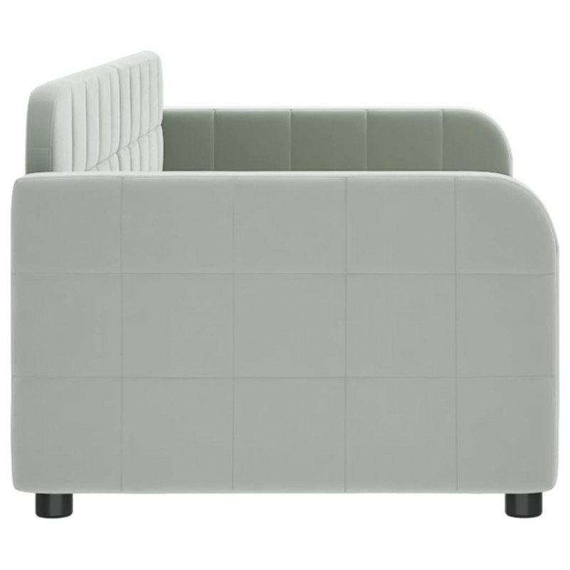 Sofa z funkcją spania, jasnoszara, 80x200 cm, obita aksamitem