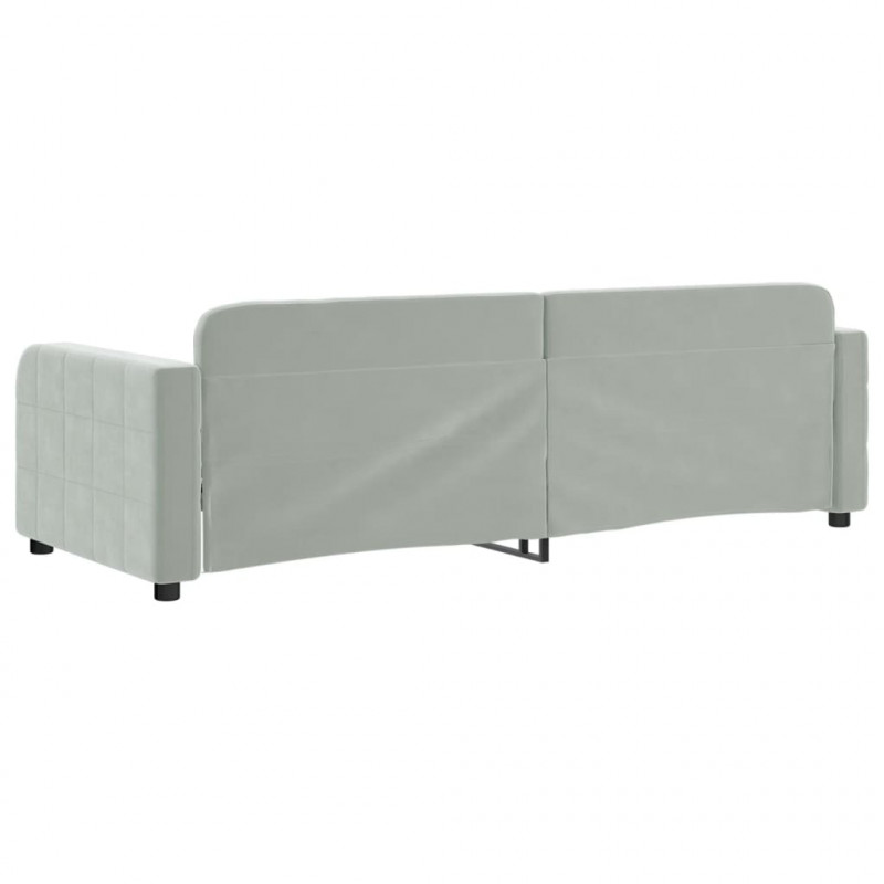 Sofa z funkcją spania, jasnoszara, 80x200 cm, obita aksamitem