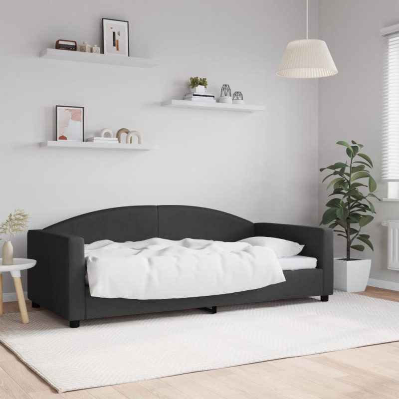 Sofa z funkcją spania, czarna, 90x190 cm, obita tkaniną