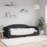 Sofa z funkcją spania, czarna, 90x190 cm, obita tkaniną