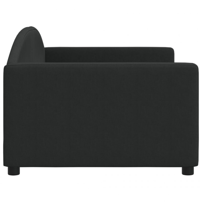 Sofa z funkcją spania, czarna, 90x190 cm, obita tkaniną