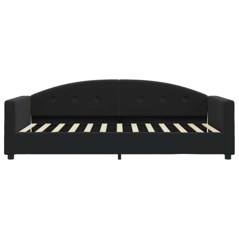 Sofa z funkcją spania, czarna, 90x200 cm, obita aksamitem