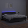 Łóżko kontynentalne z materacem i LED czarna ekoskóra 180x200cm
