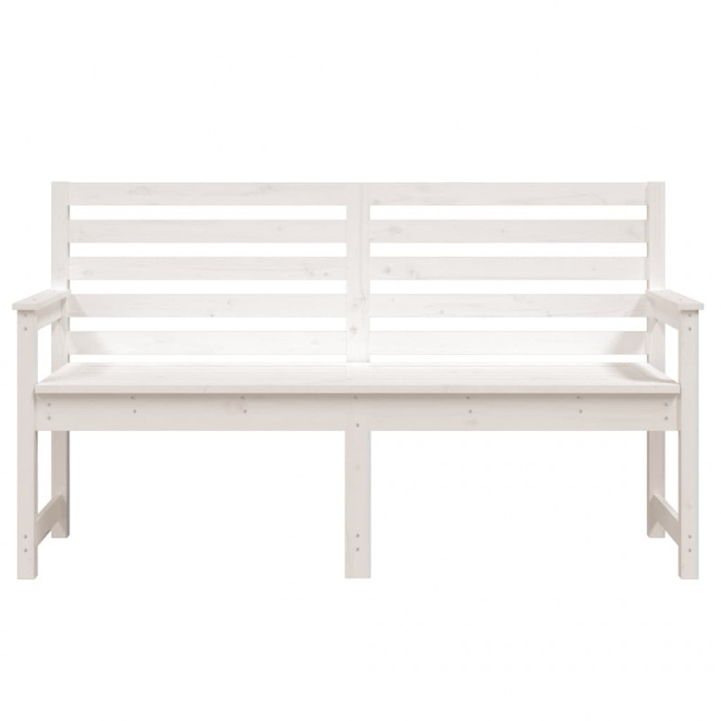 Ławka ogrodowa, biała, 159,5x48x91,5 cm, lite drewno sosnowe
