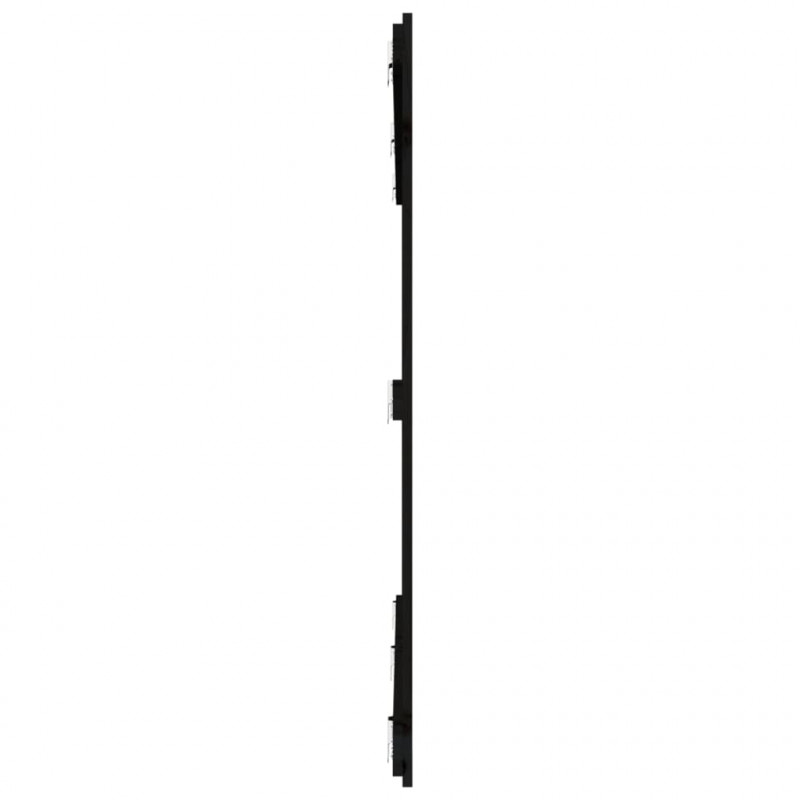 Wezgłowie łóżka, czarne, 204x3x110 cm, lite drewno sosnowe