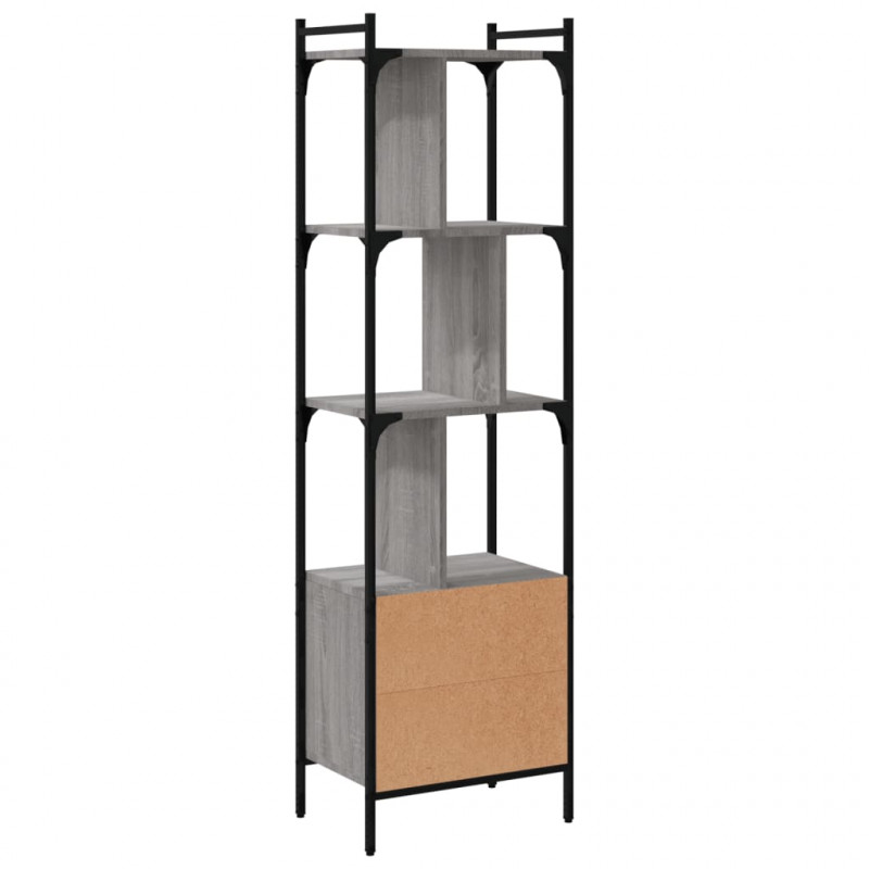 Biblioteczka z drzwiczkami, szary dąb sonoma, 44,5x30x154,5 cm