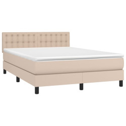 Łóżko kontynentalne, materac i LED cappuccino 140x190 cm