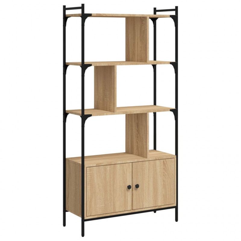 Biblioteczka z drzwiczkami, dąb sonoma, 76,5x30x154,5 cm
