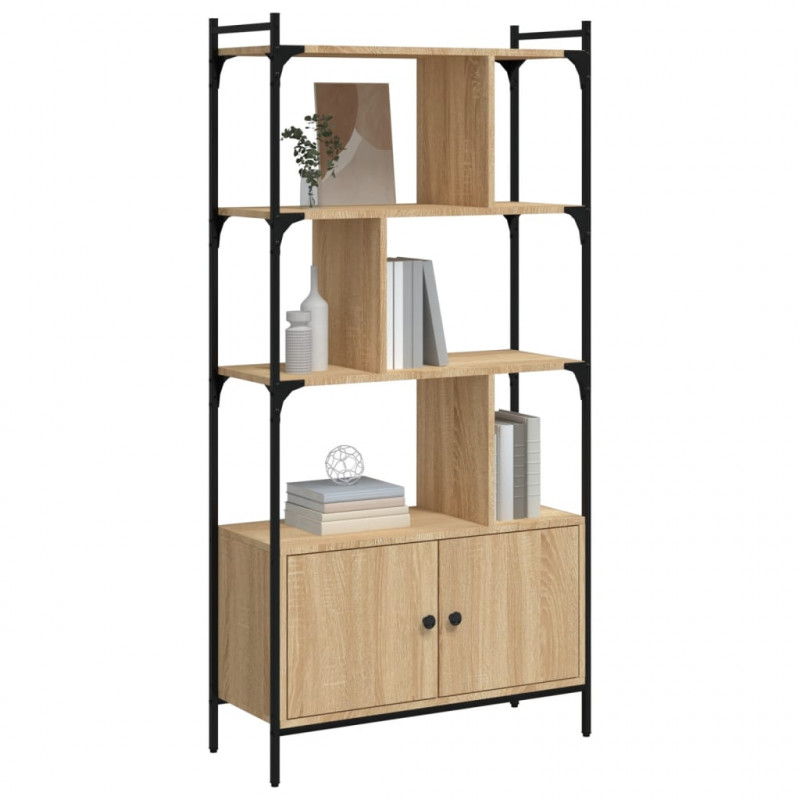 Biblioteczka z drzwiczkami, dąb sonoma, 76,5x30x154,5 cm