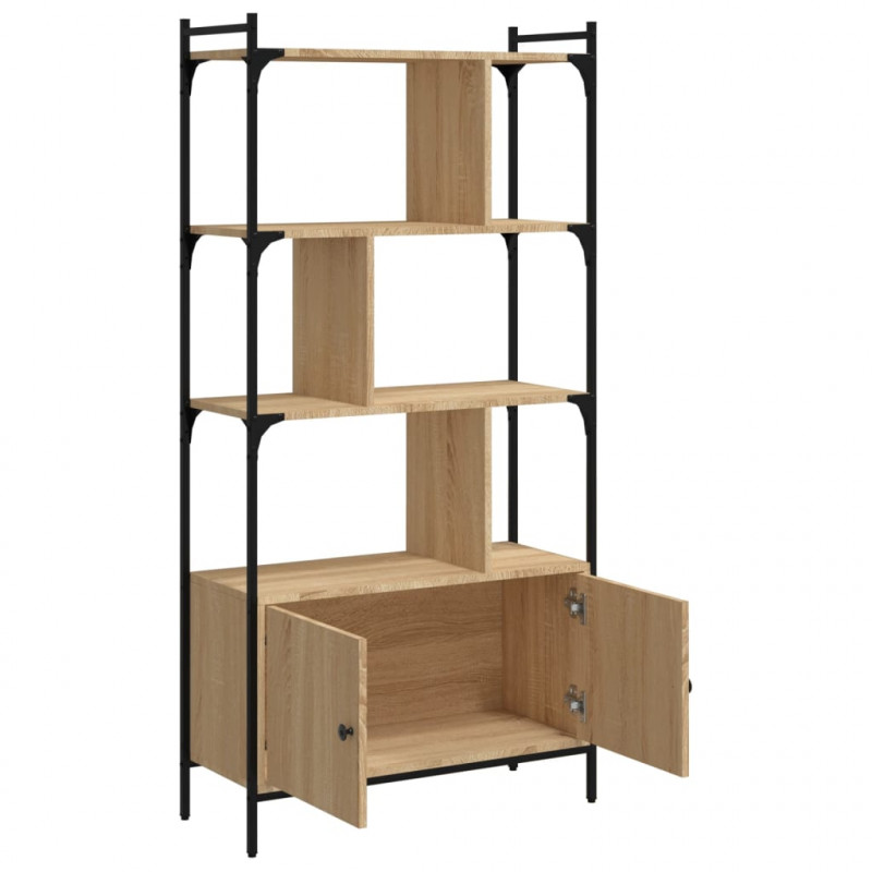 Biblioteczka z drzwiczkami, dąb sonoma, 76,5x30x154,5 cm