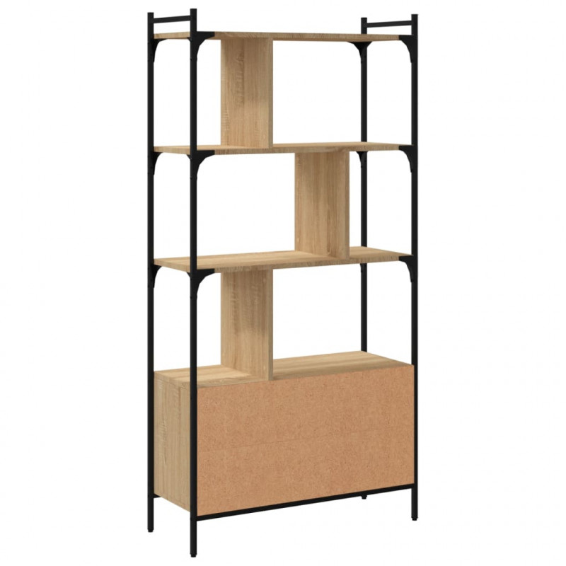 Biblioteczka z drzwiczkami, dąb sonoma, 76,5x30x154,5 cm
