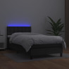 Łóżko kontynentalne z materacem i LED czarna ekoskóra 100x200cm