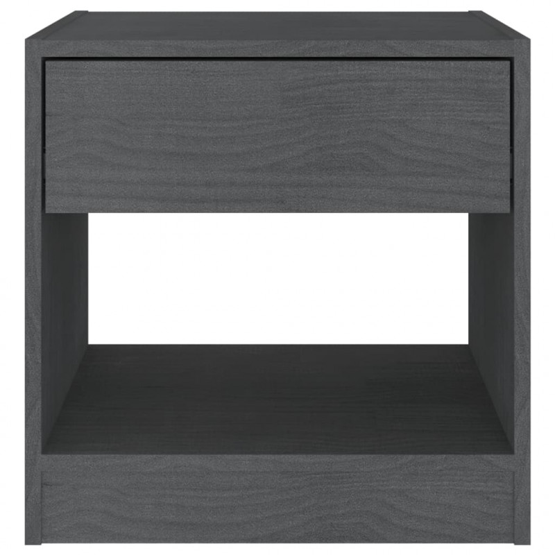 Szafki nocne, 2 szt., szare, 40x31x40 cm, lite drewno sosnowe