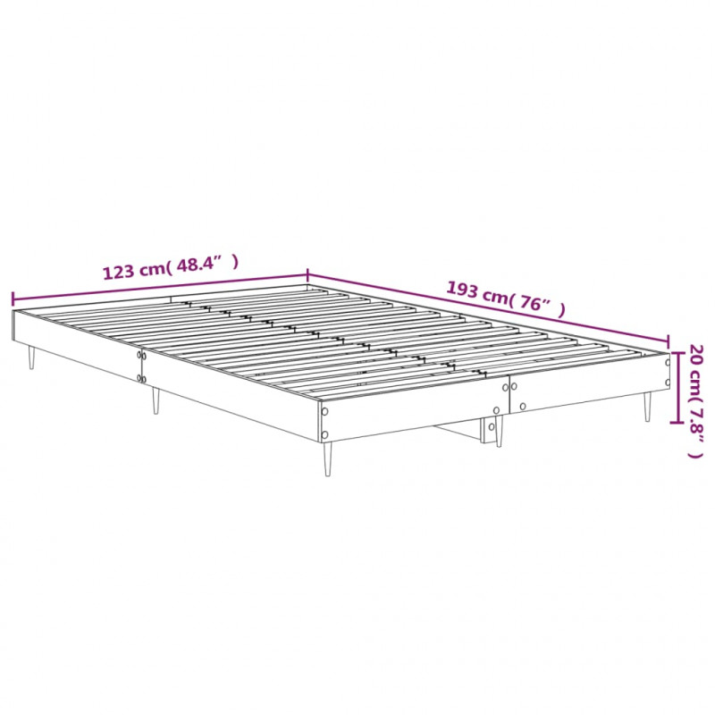 Rama łóżka, szarość betonu, 120x190 cm, materiał drewnopochodny