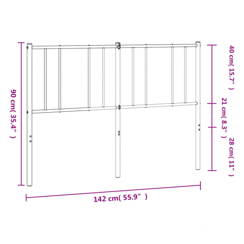 Metalowe wezgłowie, białe, 135 cm
