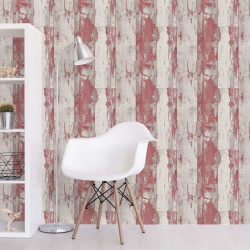 DUTCH WALLCOVERINGS Tapeta z motywem drewna, czerwono-beżowa