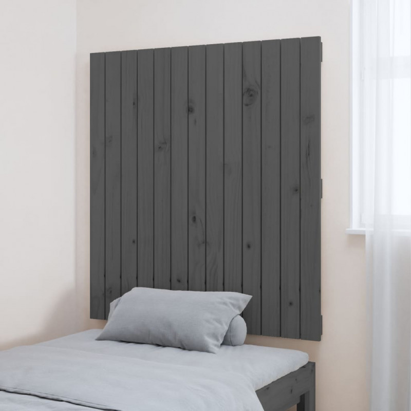 Wezgłowie łóżka, szare, 82,5x3x90 cm, lite drewno sosnowe