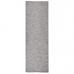 Dywan zewnętrzny o płaskim splocie, 80x250cm, brązowo-niebieski