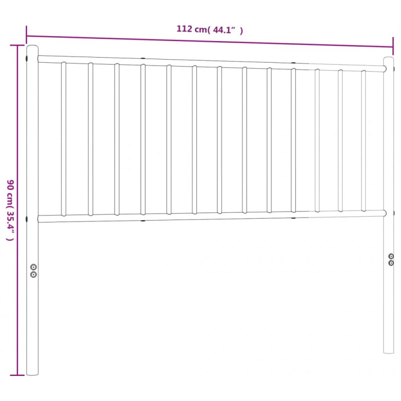 Metalowe wezgłowie, czarne, 107 cm