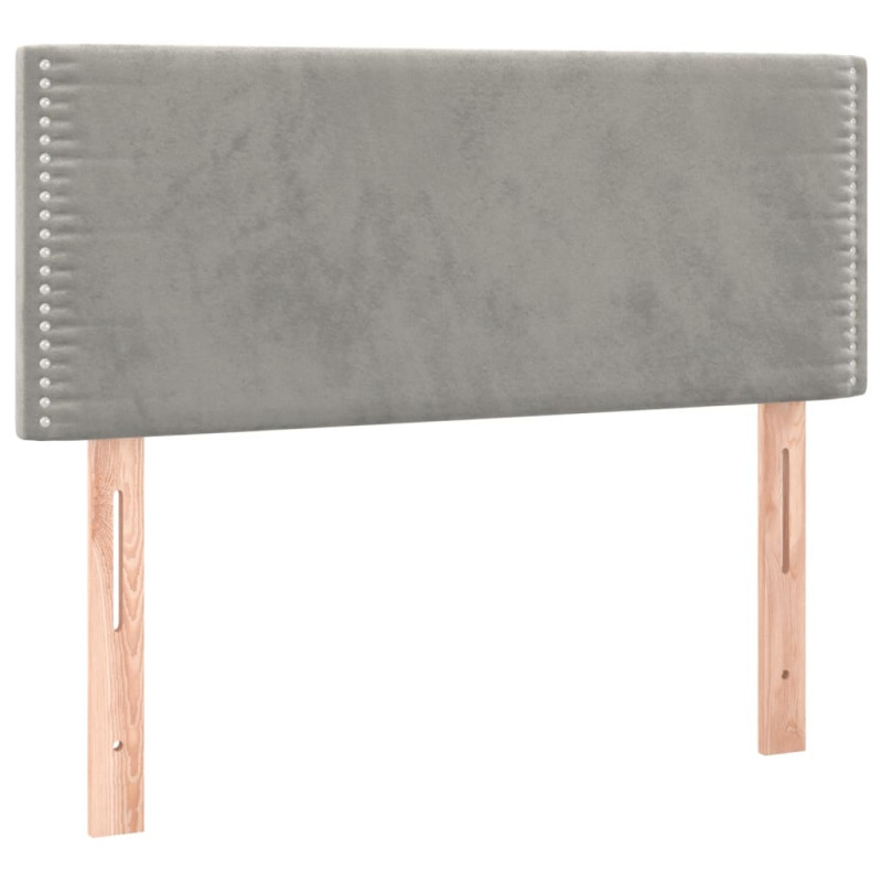 Łóżko kontynentalne z materacem i LED, szare 80x200 cm, aksamit