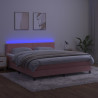 Łóżko kontynentalne z materacem i LED, różowy aksamit 160x200cm