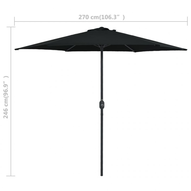 Parasol ogrodowy na aluminiowym słupku, 270x246 cm, czarny