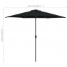 Parasol ogrodowy na aluminiowym słupku, 270x246 cm, czarny