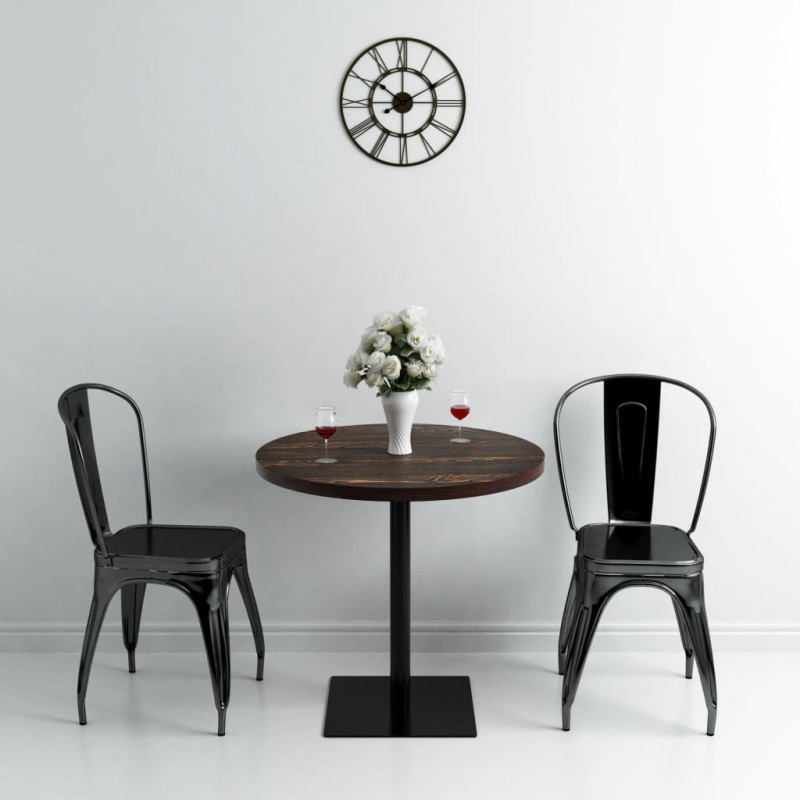 Stolik bistro z MDF, stalowa podstawa, 80x75 cm, ciemny jesion