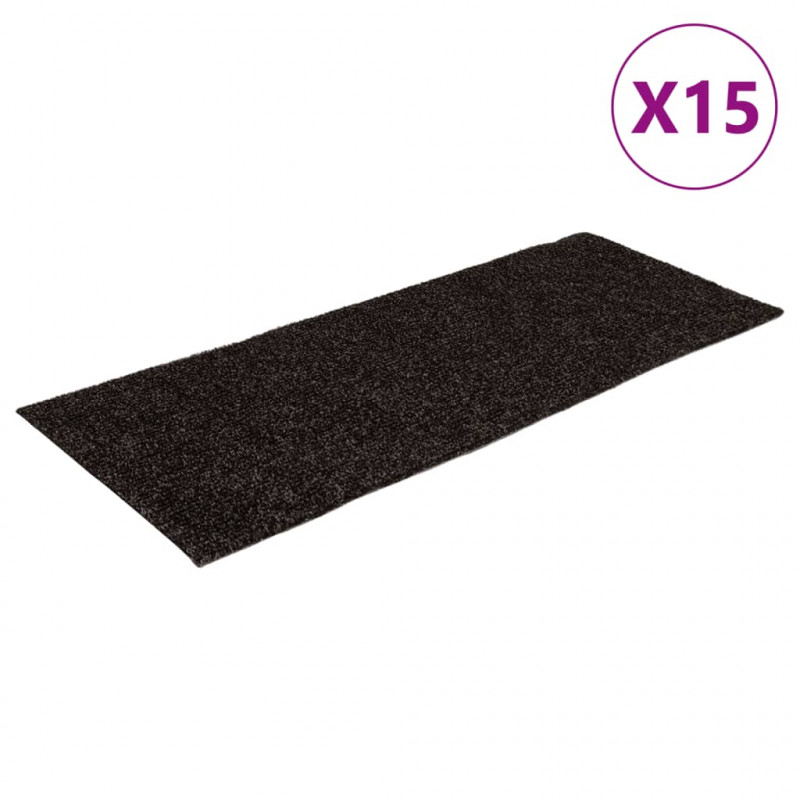 Samoprzylepne nakładki na schody, 15 szt., 60x25 cm, brązowe