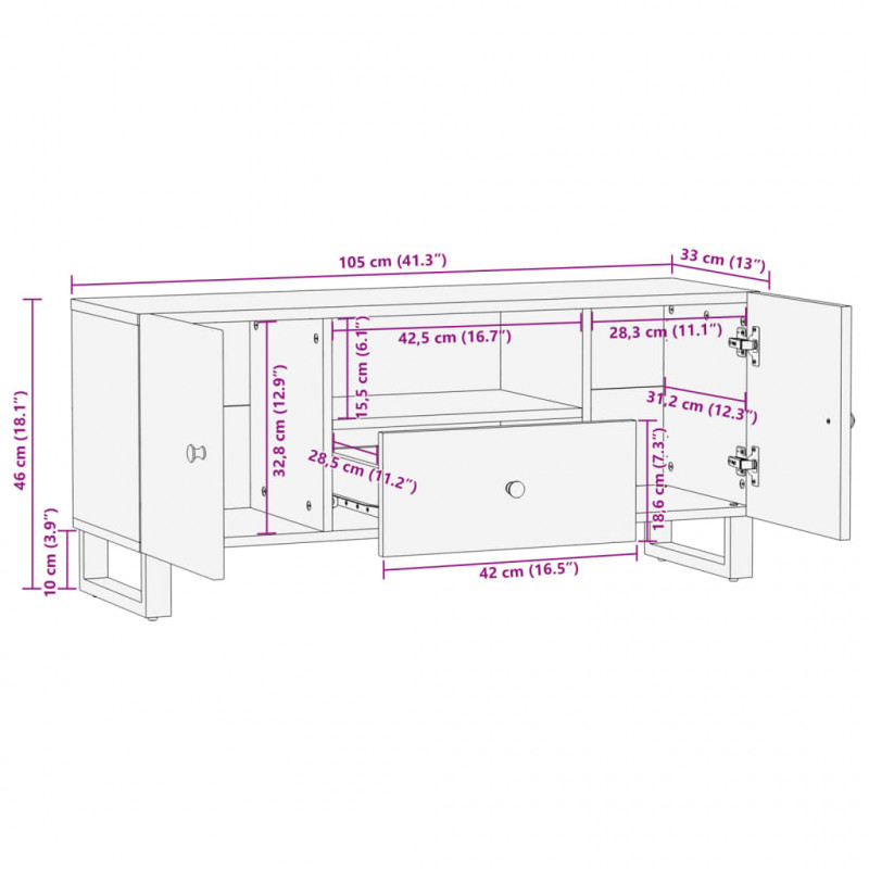 Szafka RTV, 105x33,5x46 cm, drewno i materiał drewnopochodny