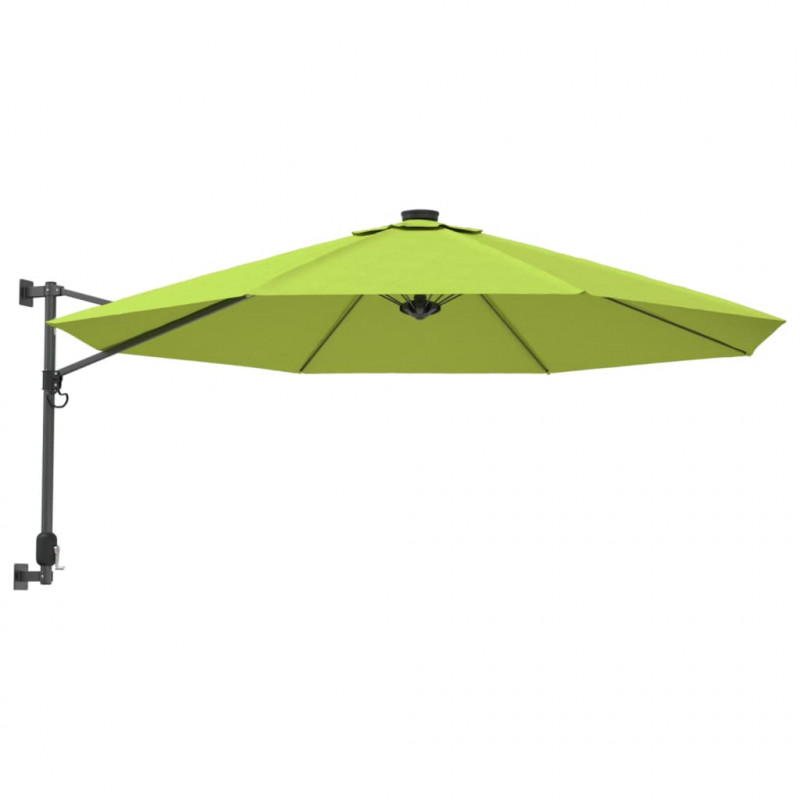 Ścienny parasol ogrodowy z LED, zielony, 290 cm