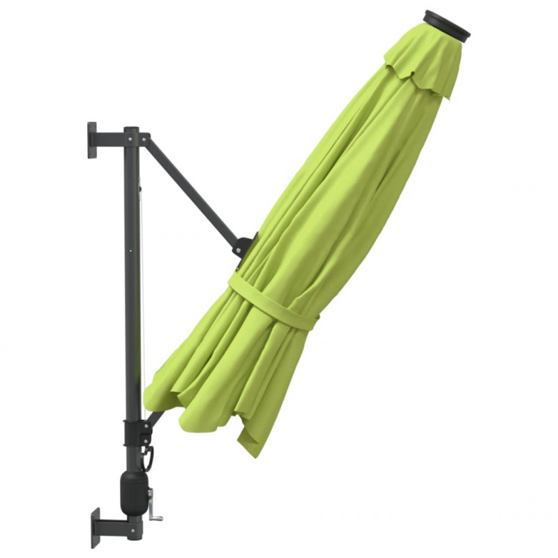 Ścienny parasol ogrodowy z LED, zielony, 290 cm