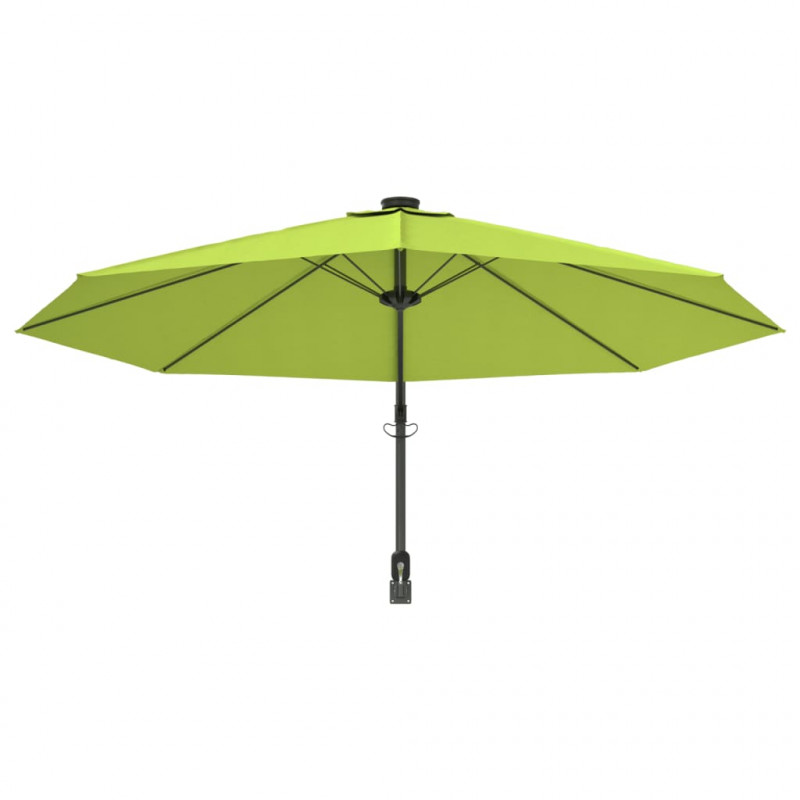 Ścienny parasol ogrodowy z LED, zielony, 290 cm