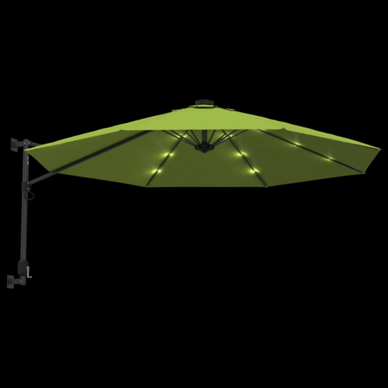 Ścienny parasol ogrodowy z LED, zielony, 290 cm