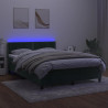 Łóżko kontynentalne z materacem i LED zielony aksamit 140x190cm