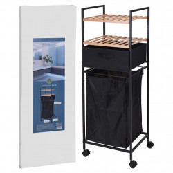 Bathroom Solutions Regał, 2 półki i kosz na pranie, bambus, 109 cm