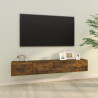 Ścienne szafki TV, 2 szt., przydymiony dąb, 100x30x30 cm