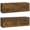 Ścienne szafki TV, 2 szt., przydymiony dąb, 100x30x30 cm