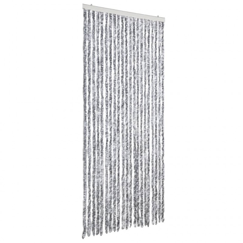 Zasłona przeciwko owadom, biało-szara, 90x200 cm, szenil