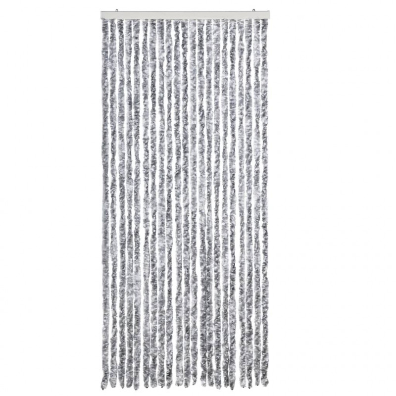 Zasłona przeciwko owadom, biało-szara, 90x200 cm, szenil