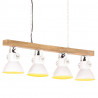 Industrialna lampa sufitowa, biała, E27, drewno mango