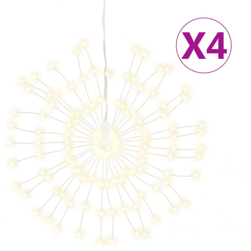 Ozdoby świąteczne ze 140 lampkami LED, 4 szt, ciepła biel, 17cm