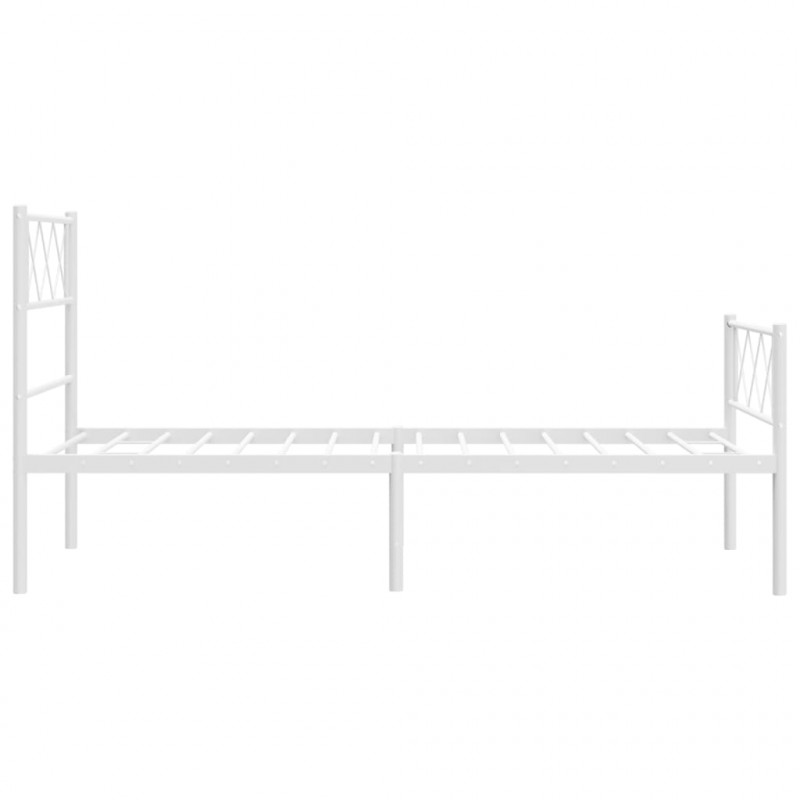 Metalowa rama łóżka z wezgłowiem i zanóżkiem, biała, 75x190 cm