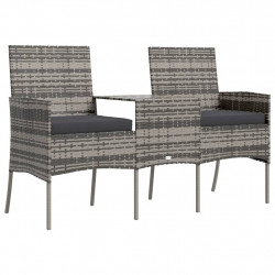 2-osobowa sofa ogrodowa ze stolikiem, polirattan, antracytowa