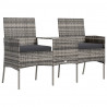 2-osobowa sofa ogrodowa ze stolikiem, polirattan, antracytowa
