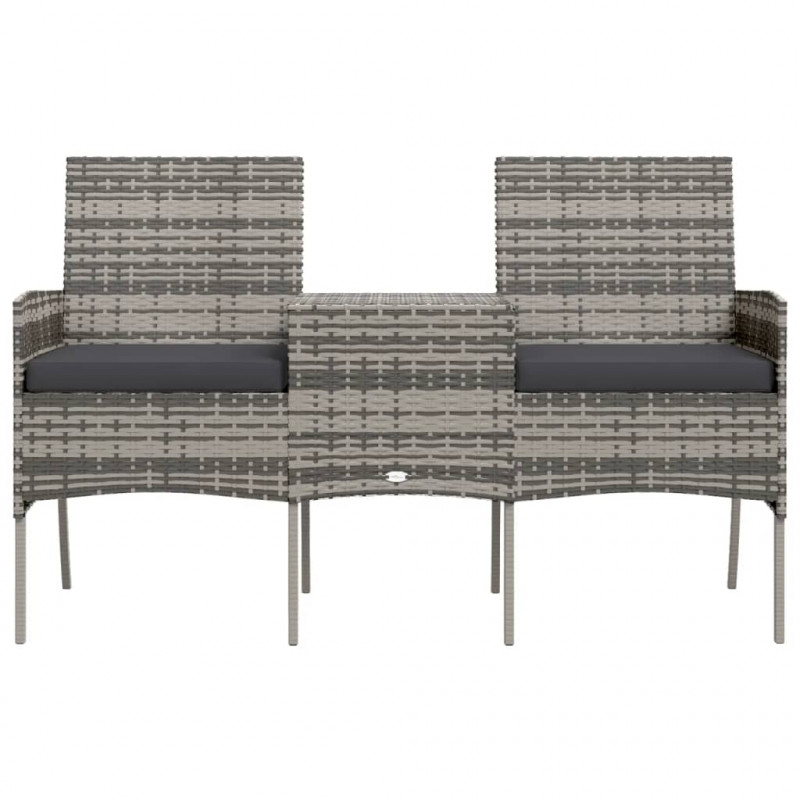 2-osobowa sofa ogrodowa ze stolikiem, polirattan, antracytowa