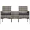 2-osobowa sofa ogrodowa ze stolikiem, polirattan, antracytowa